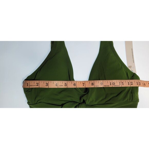 Robin Piccone Ava High Weist Top V Neck Swim Green Bikini Set Sz Medium #02 - Picture 7 of 10